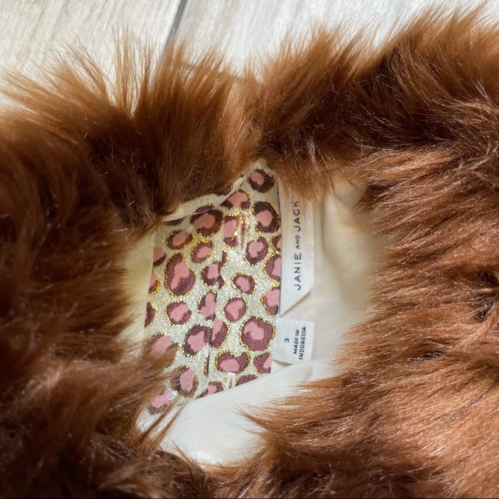 Janie & Jack Leopard Print Fur Collar Dress - Picture 2 of 6